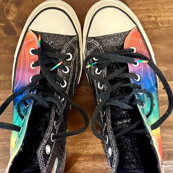 Chuck Taylor Converse HTC Limited Edition Glittery Rainbow Mens Size 10 Hi Tops main image 15